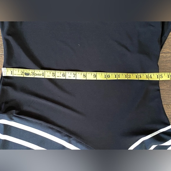 Black Drop Waist Dress w/Striped Swing Skirt. Size 6. - Picture 7 of 8